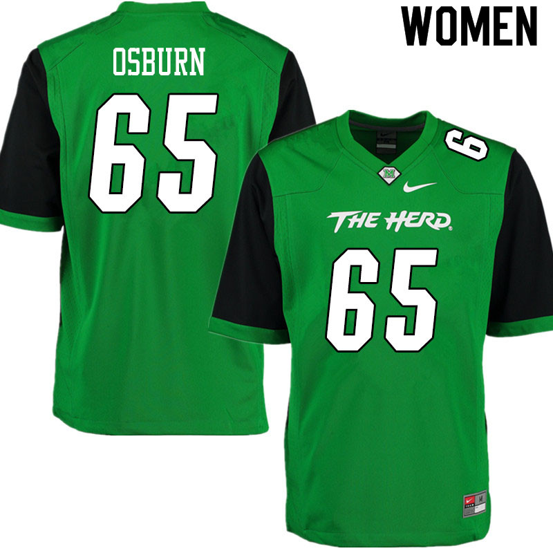 Women #65 Logan Osburn Marshall Thundering Herd College Football Jerseys Sale-Gren - Click Image to Close